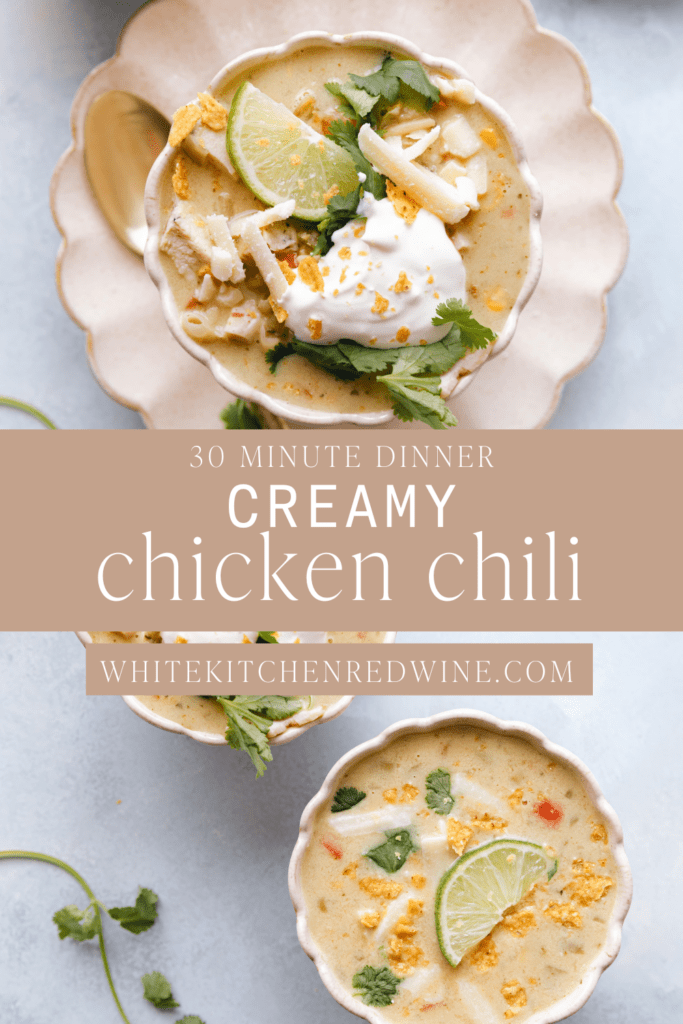 Healthy Creamy White Chicken Chili - White Kitchen Red Wine