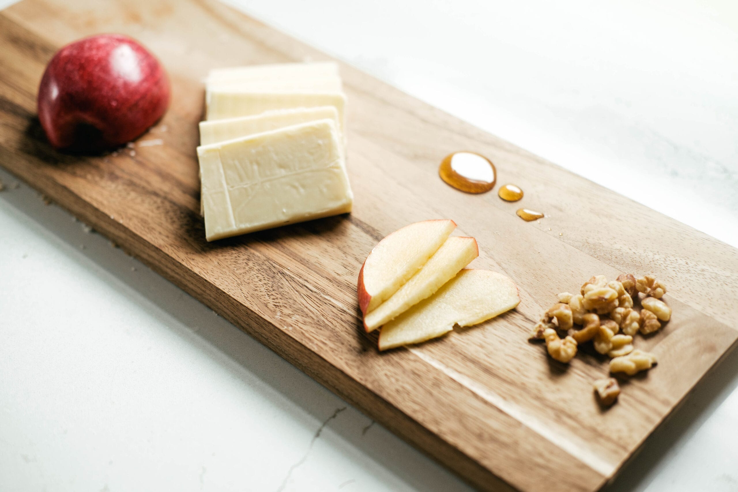 ingredients lined up on cutting board 