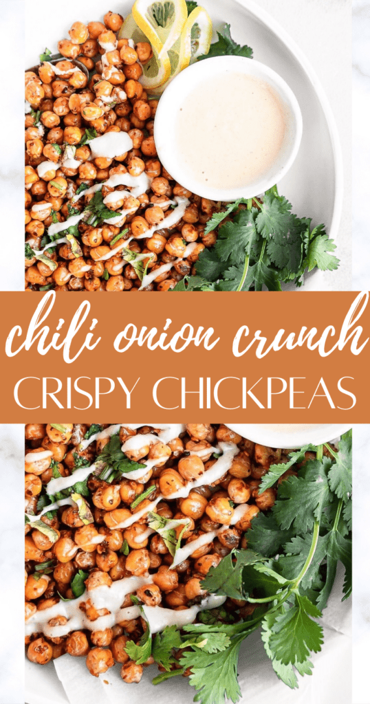 chili onion crunch chickpea pin image