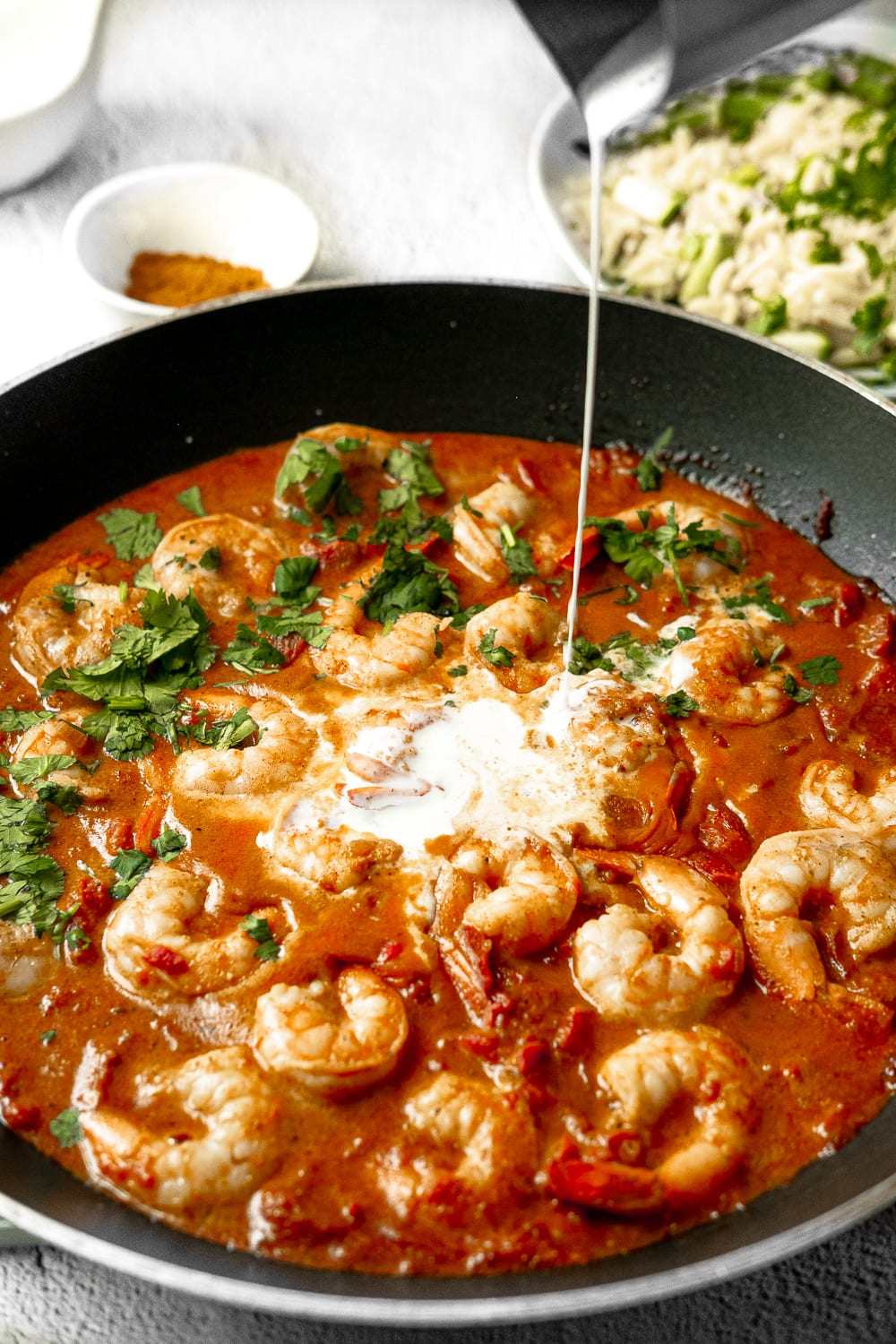 Coconut Lime Shrimp Curry & Veggie Orzo - White Kitchen Red Wine