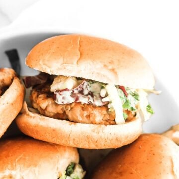 pork slider burger with kale and cabbage slaw