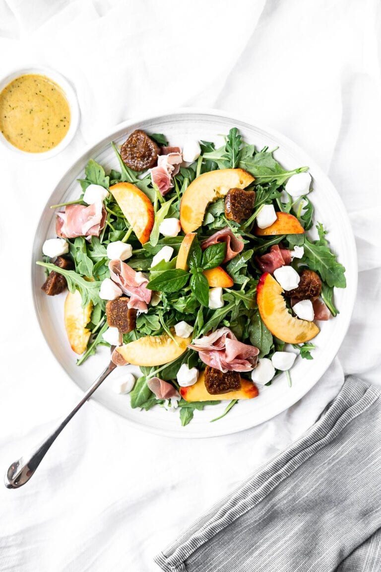 Easy Peach Prosciutto Salad with Mozzarella - White Kitchen Red Wine