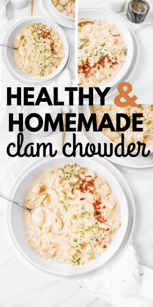 Healthy Homemade Clam Chowder. Low carb, one pot, 30 minute meal. 