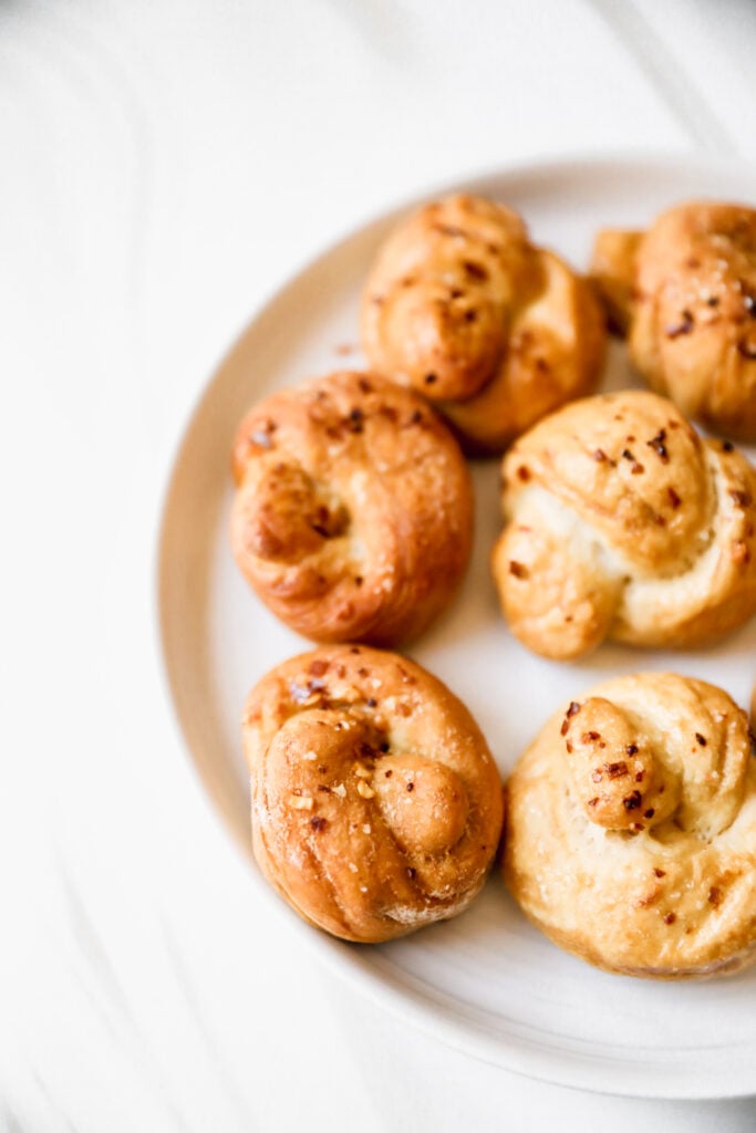 close up of pretzel knots 