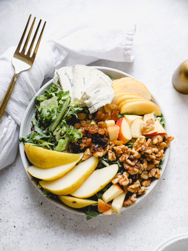 apple crunch Salad with gold fork
