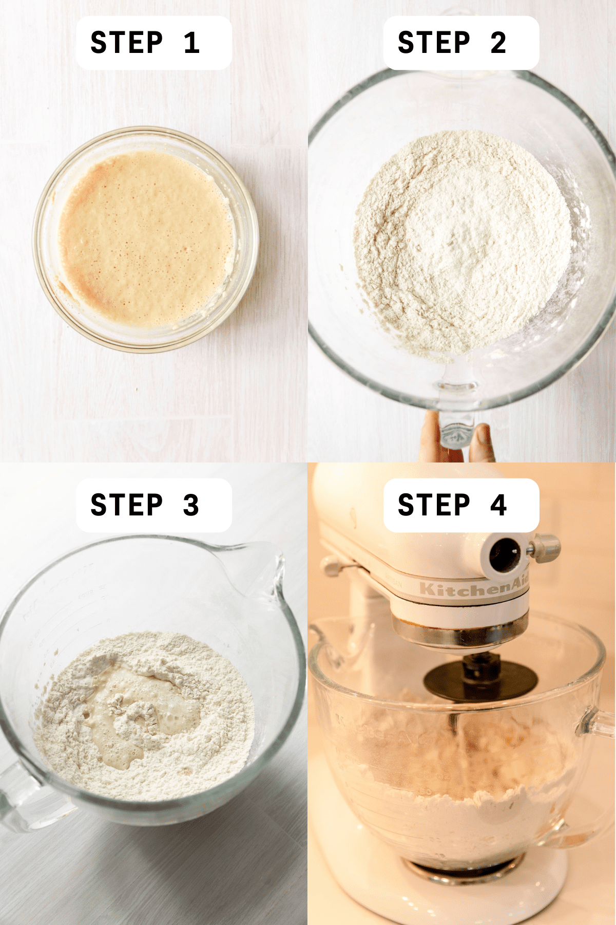 Steps 1-4 of making spinach fatayers.