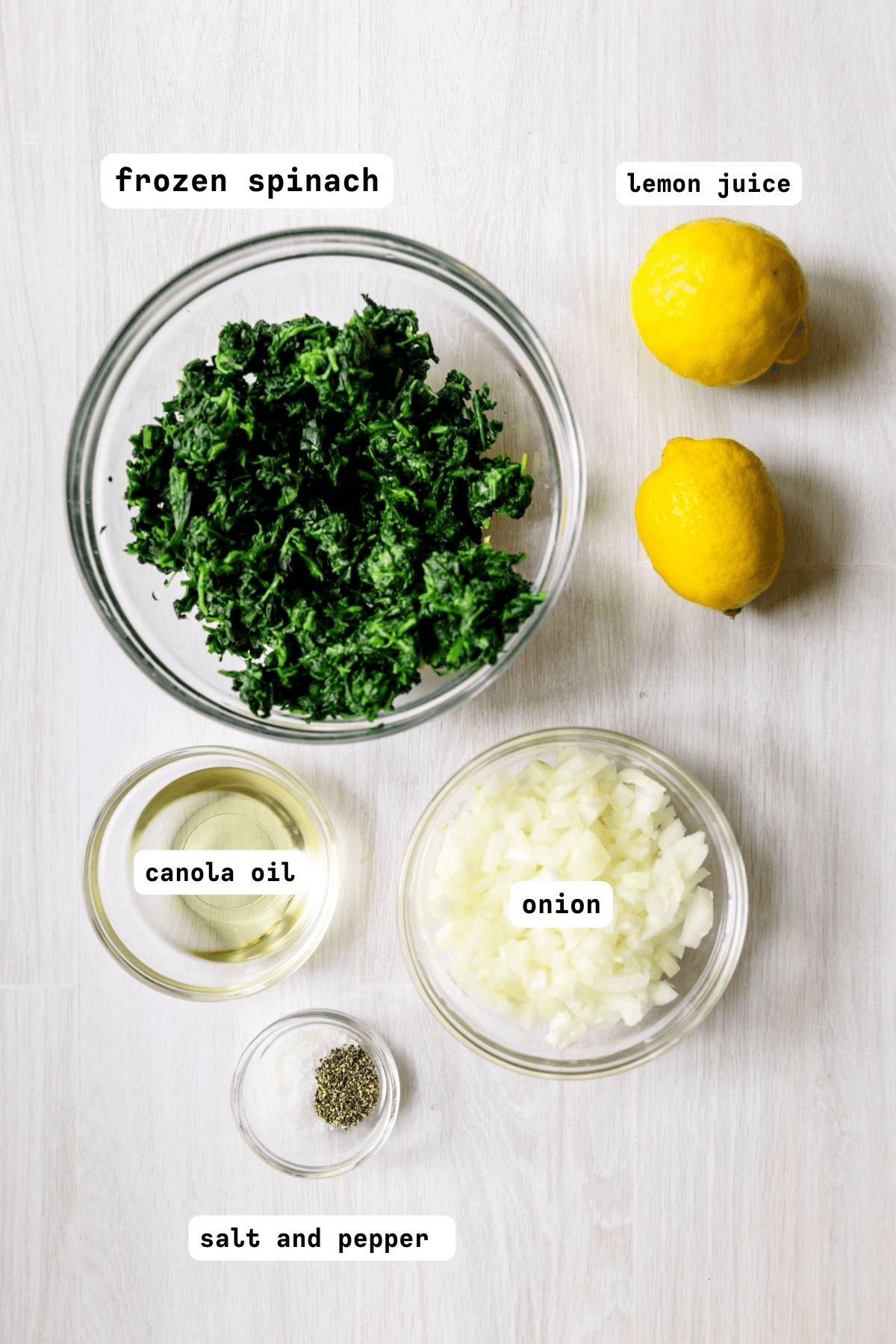 Lebanese spinach fatayer filling ingredients.