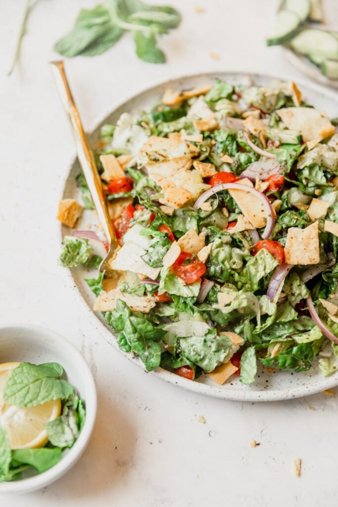 bowl of fattoush salad