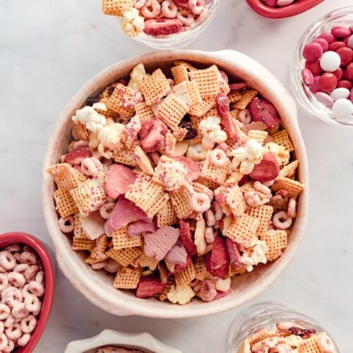bowls of sweet and salty party mix