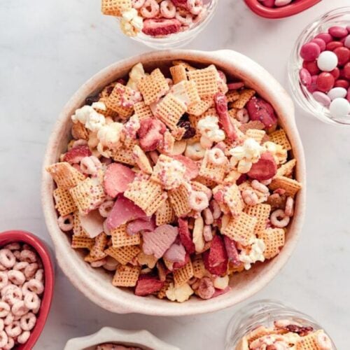 bowls of sweet and salty party mix