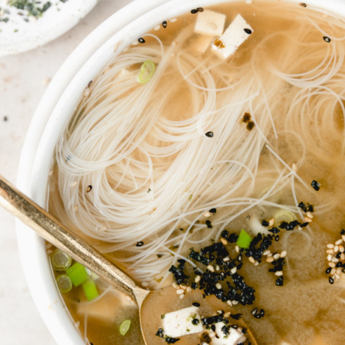 miso noodle soup pin image
