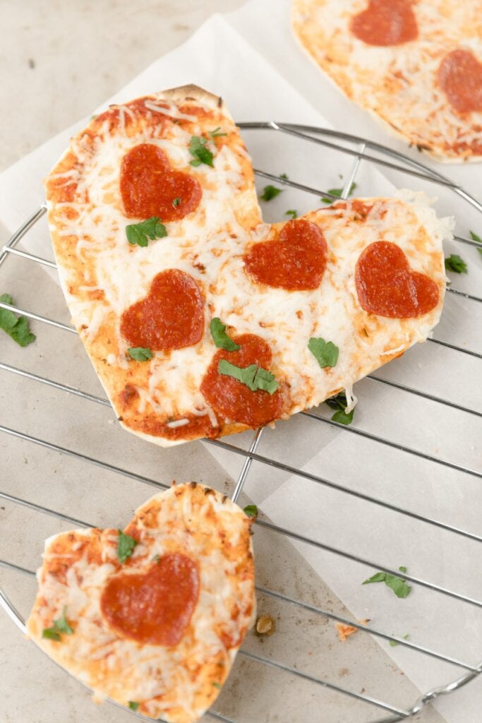 tortilla pizza on a cooling rack