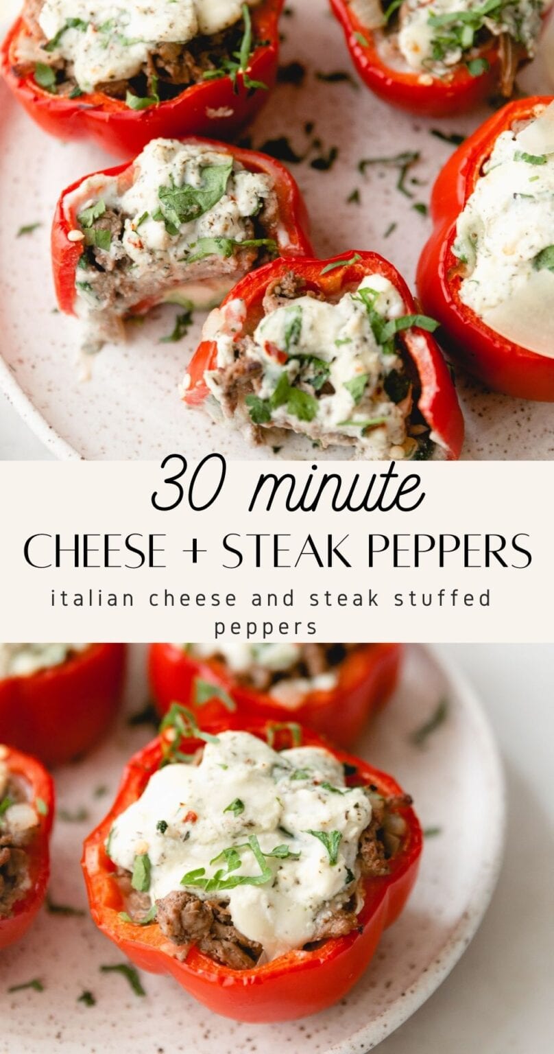 Cheese Stuffed Peppers With Steak - 30 Minute Meal with Steak!