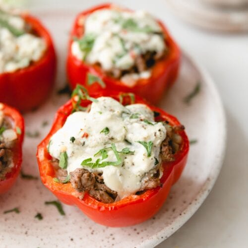 Ricotta Steak Peppers on a white plate