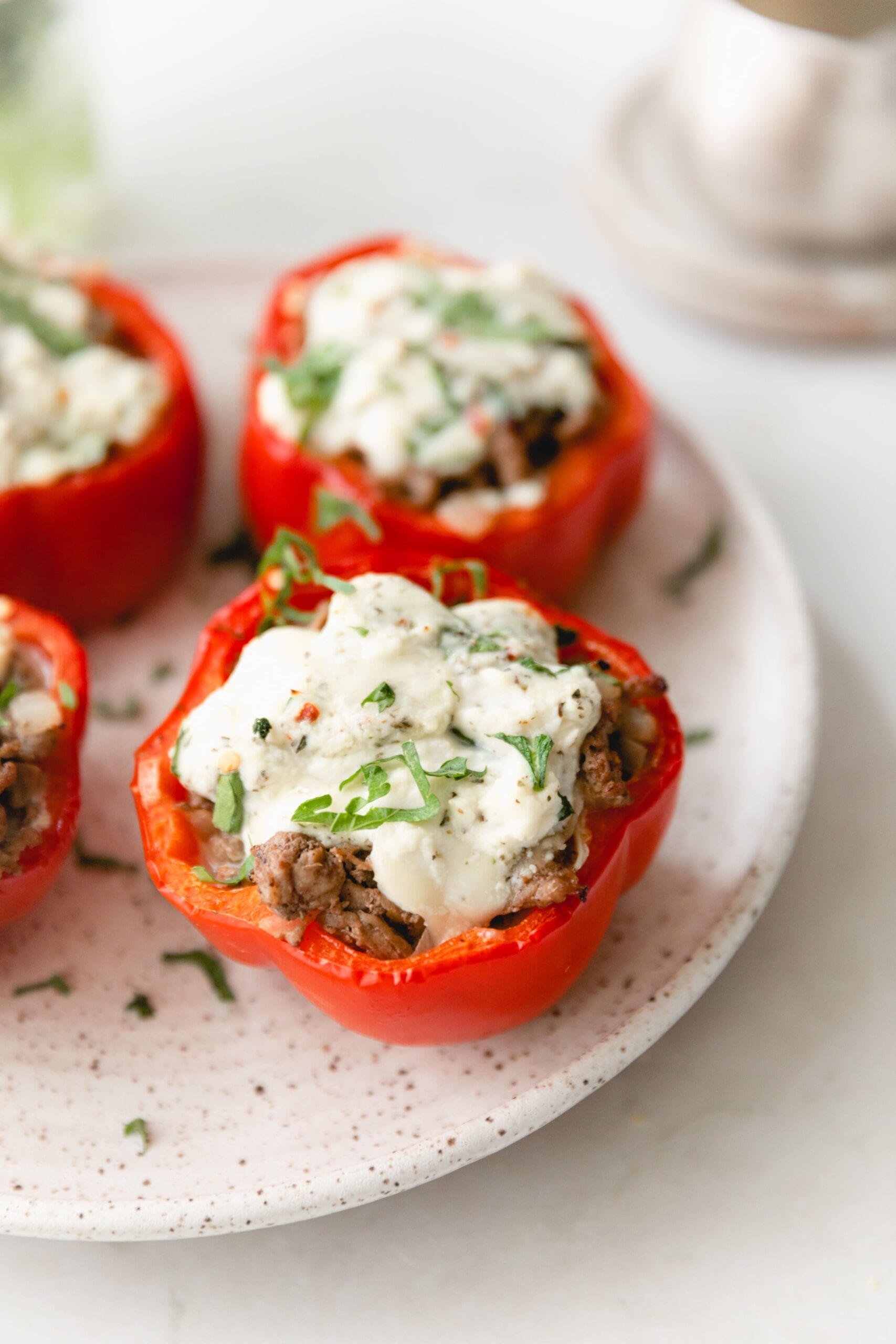 Ricotta Steak Peppers on a white plate