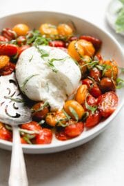 Blistered Tomatoes With Basil and Burrata - Easy & Flavorful Tomatoes