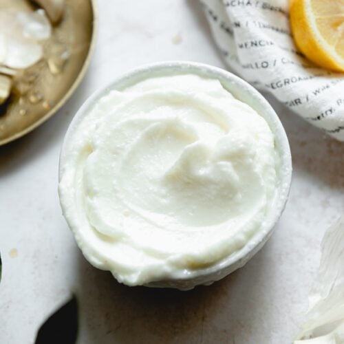 bowl of whipped garlic spread