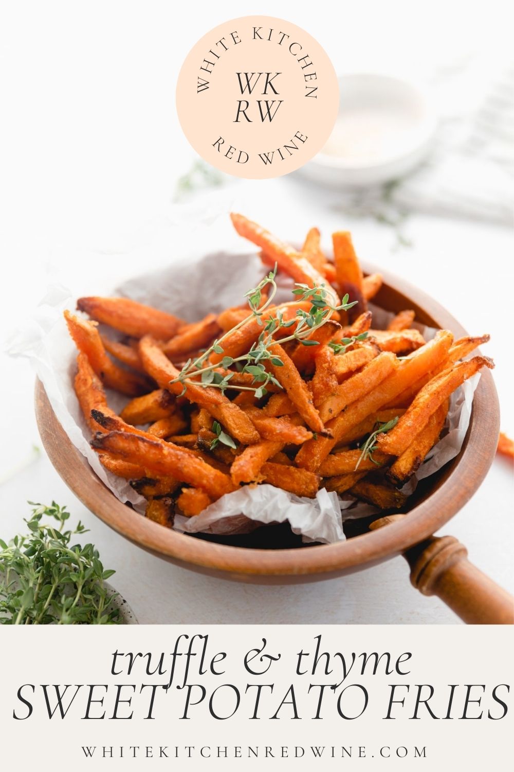 sweet potato fries in a dish Pinterest image