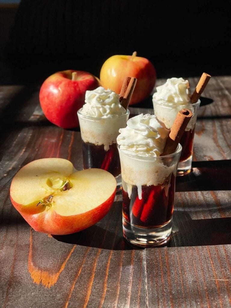 apple shots with whipped cream
