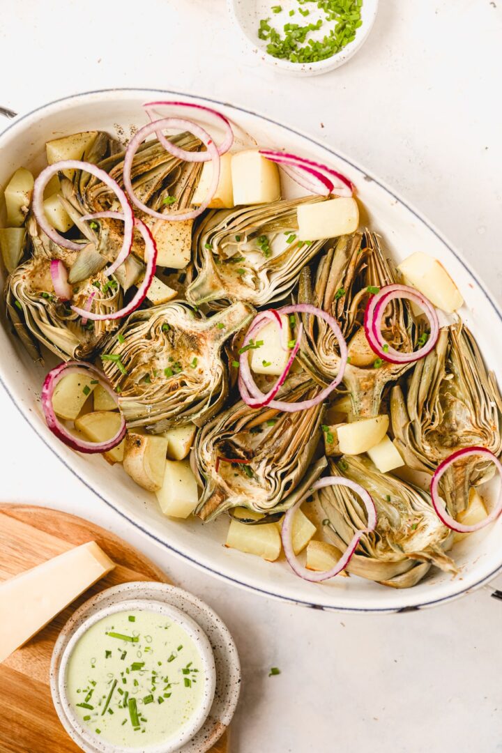 Easy Roasted Artichoke Halves White Kitchen Red Wine