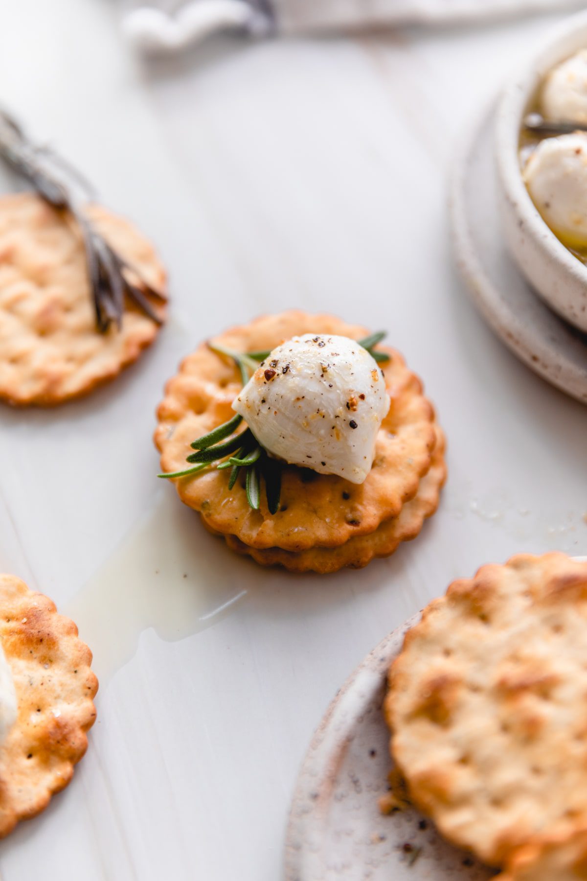 mozzarella di bufala on a cracker
