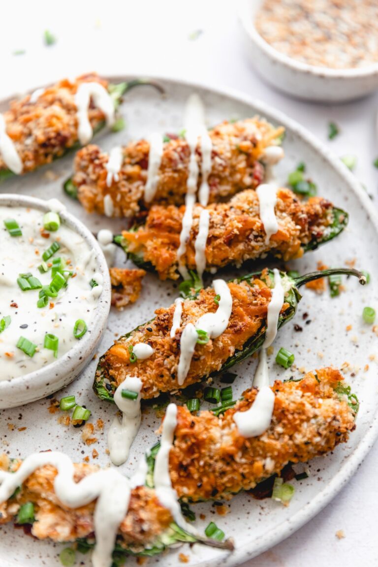 jalapeno poppers drizzled with ranch