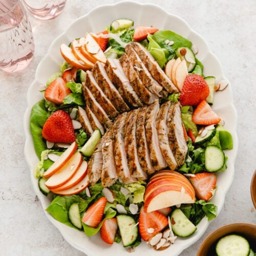 long plate with sliced turkey tenderloin