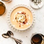 bowl of cauliflower cheese soup