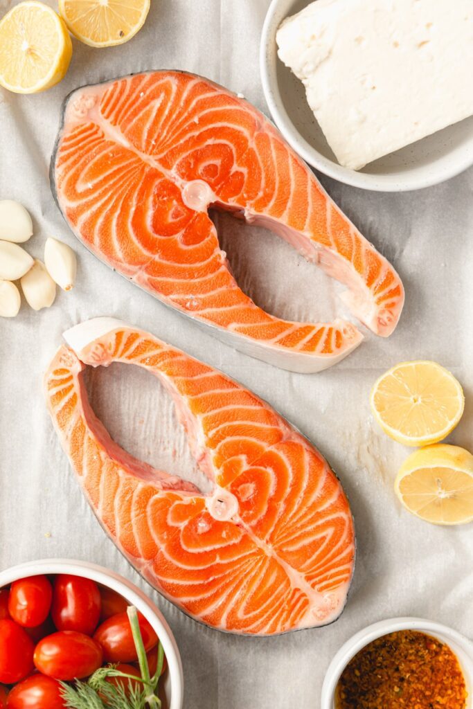 Salmon Steaks with Spicy Whipped Feta How To Cook Salmon Steaks