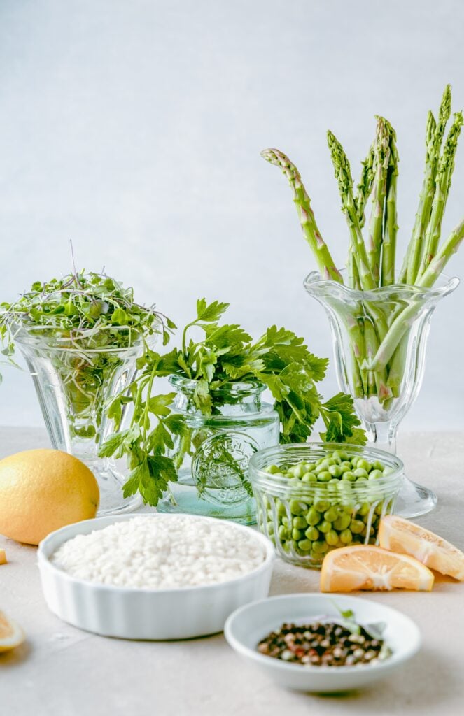 ingredients for spring green risotto