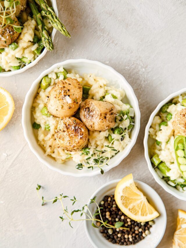 Blackened Scallops with Risotto