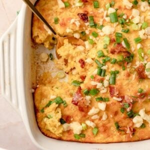 square casserole of jalapeno cornbread casserole