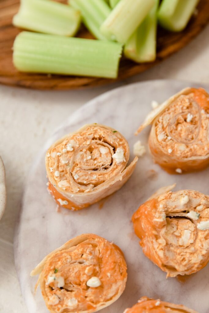 EASY Buffalo Chicken Pinwheel Recipe 5 Ingredient Appetizer!