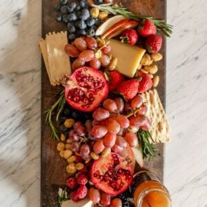 overhead photo of a fruit charcuterie board