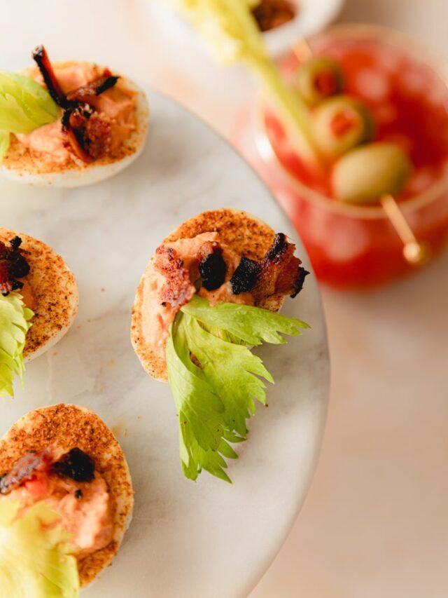 Bloody Mary Deviled Eggs
