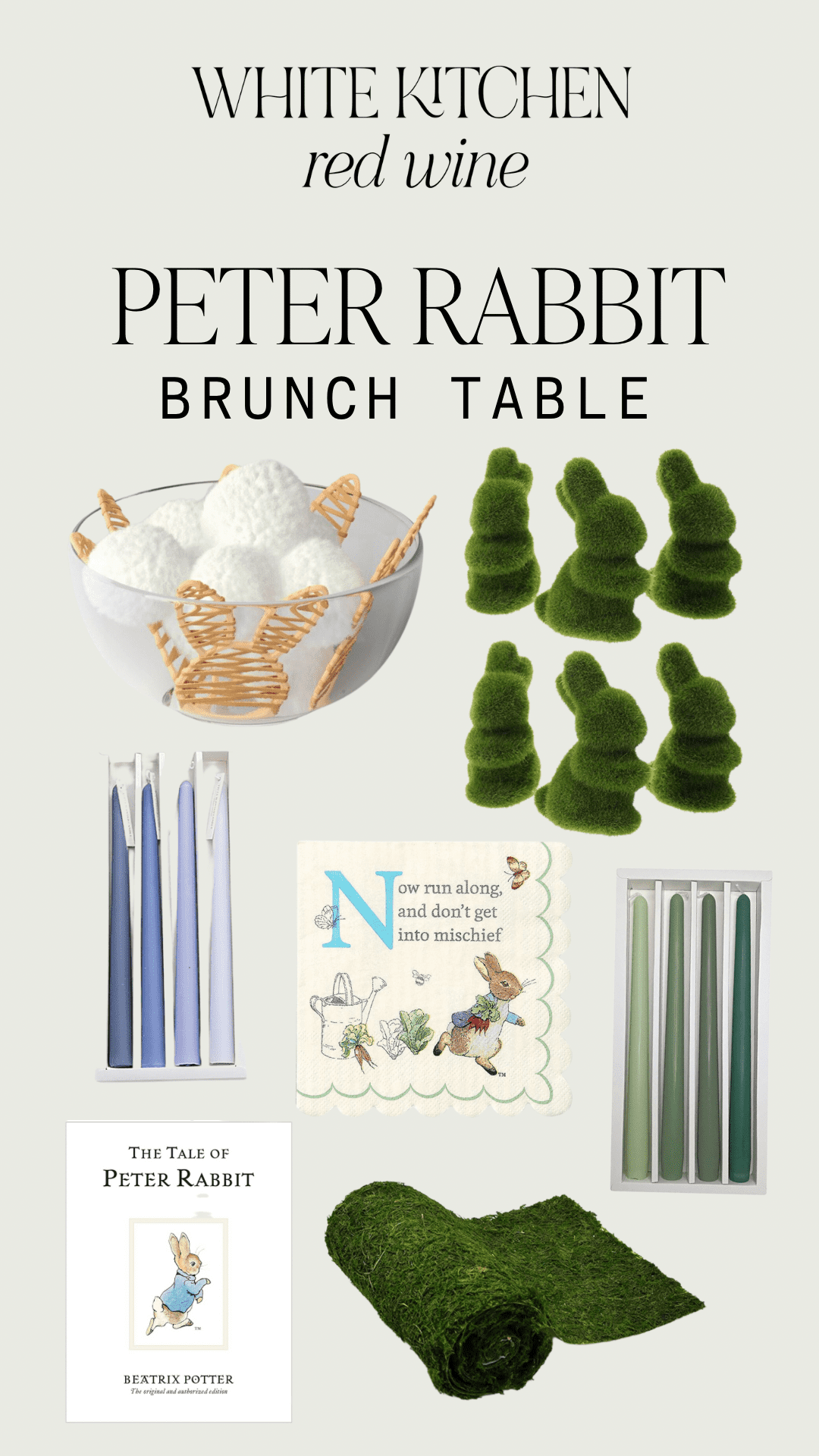 collage of Peter rabbit party supplies