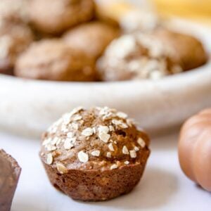 a banana pumpkin muffin on the counter