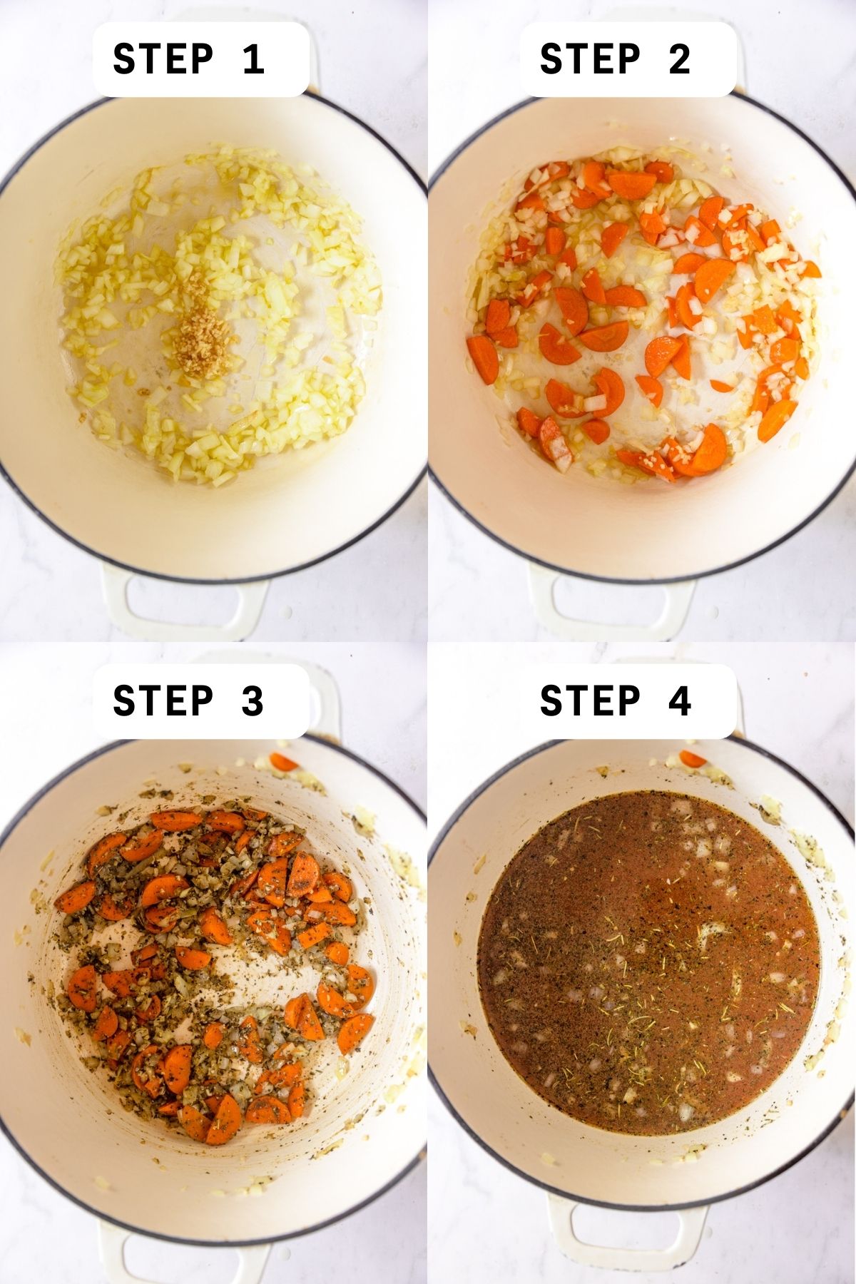 turkey lentil soup instructions steps 1-4
