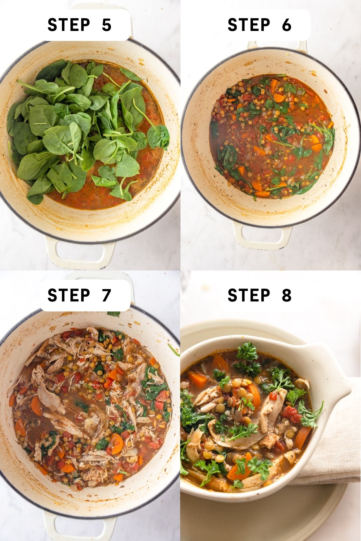Turkey Lentil Soup instructions step 5-8