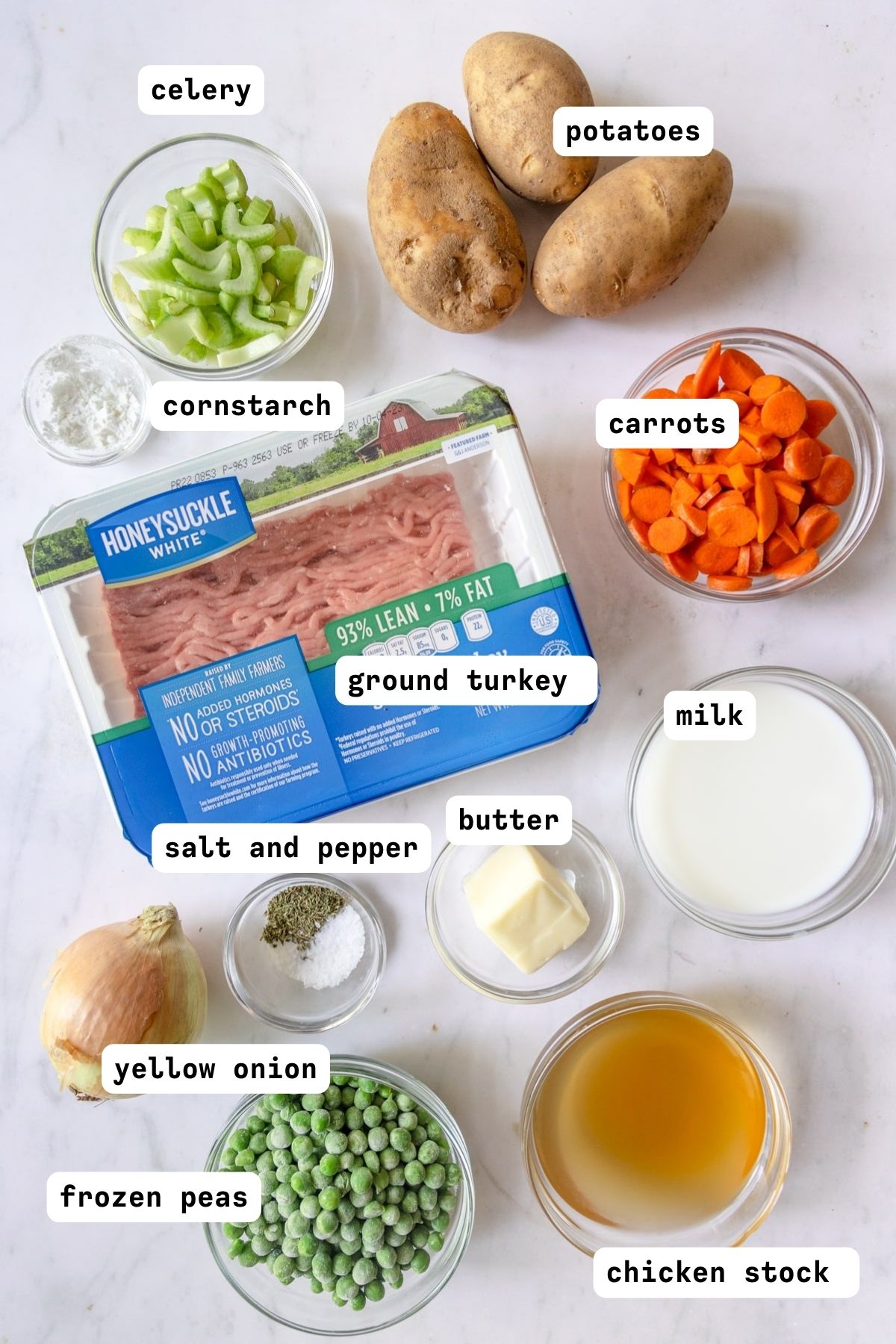 Ground turkey Shepards pie ingredients