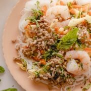 plate of spring roll salad.