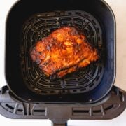 Cooked BBQ ribs in an air fryer