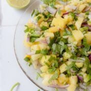 Pineapple pico de Gallo on a plate.