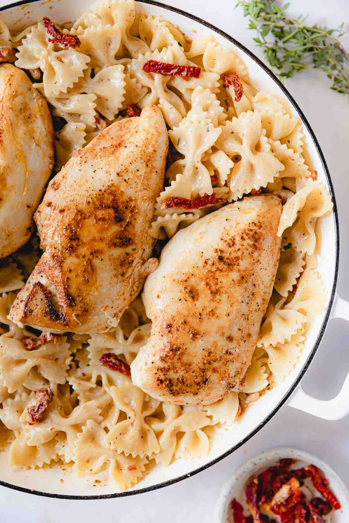 Chicken added to the Marry Me Chicken Pasta. 