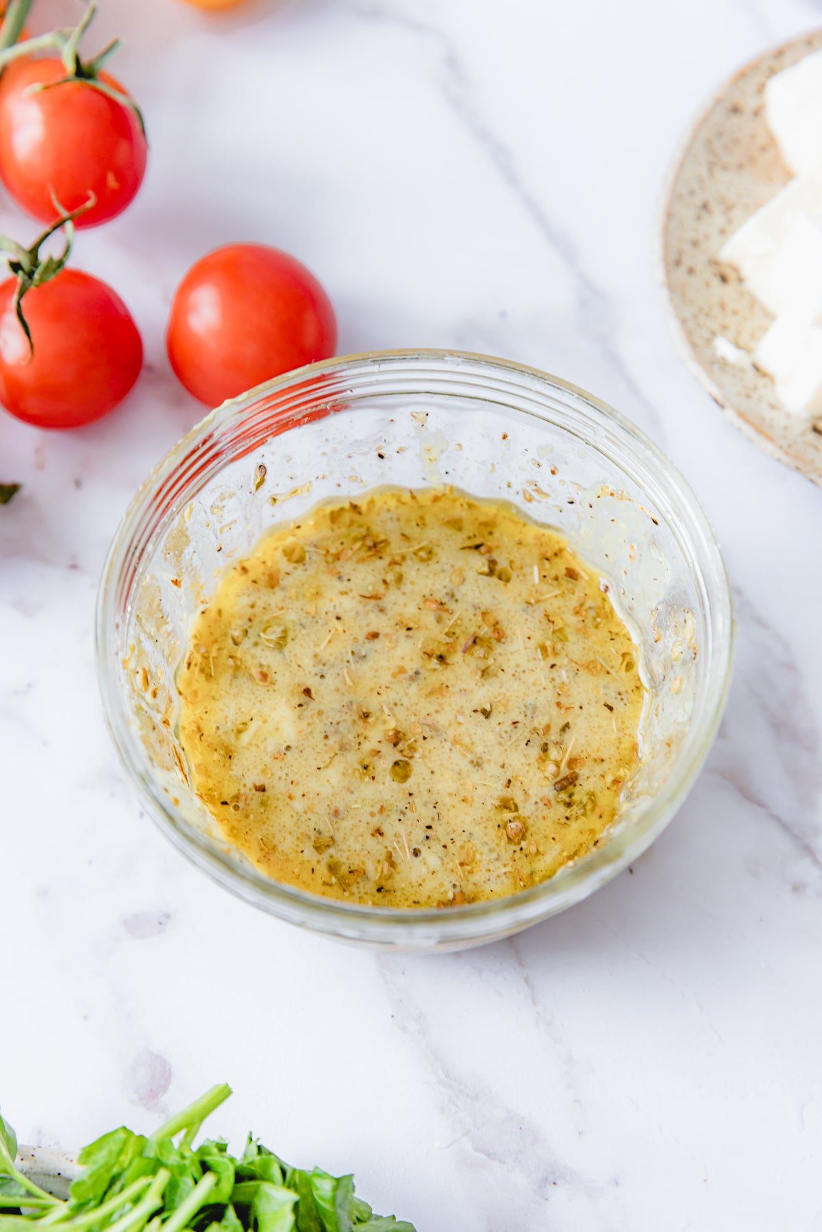 Bowl of marinade mixed together. 