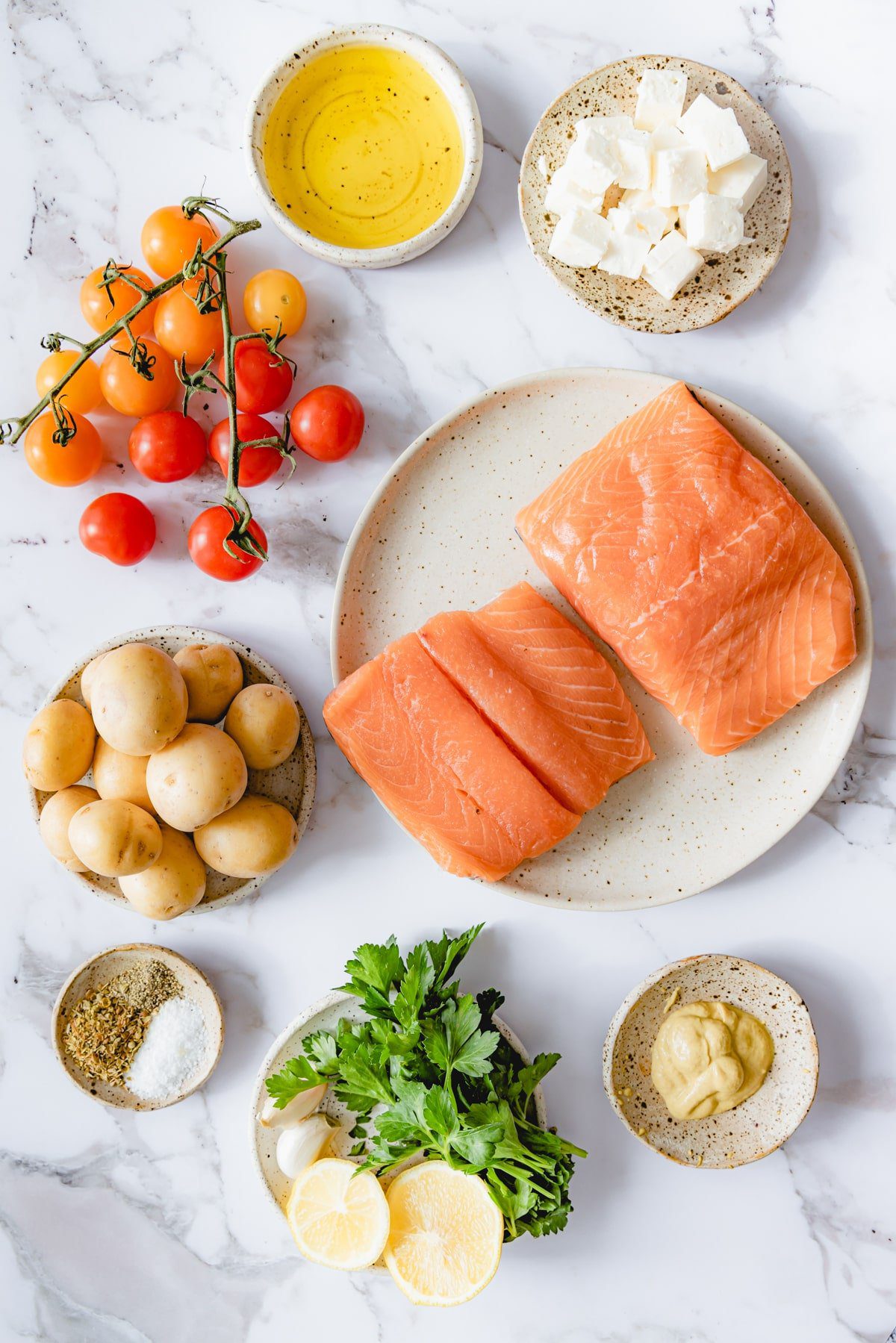 Mediterranean salmon ingredients.