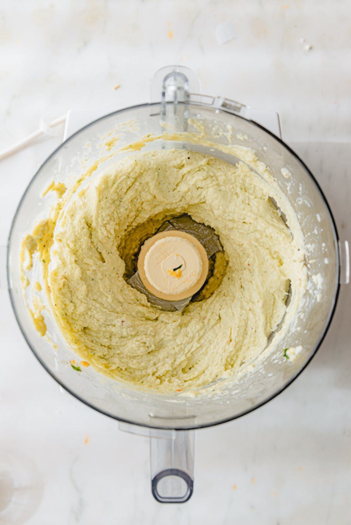 Whipped feta and ricotta dip in the food processor. 