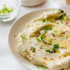 Bowl of whipped ricotta cheese dip.