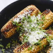 Skillet charred corn in a cast iron skillet.