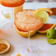 An Aperol Paloma with limes and grapefruit.